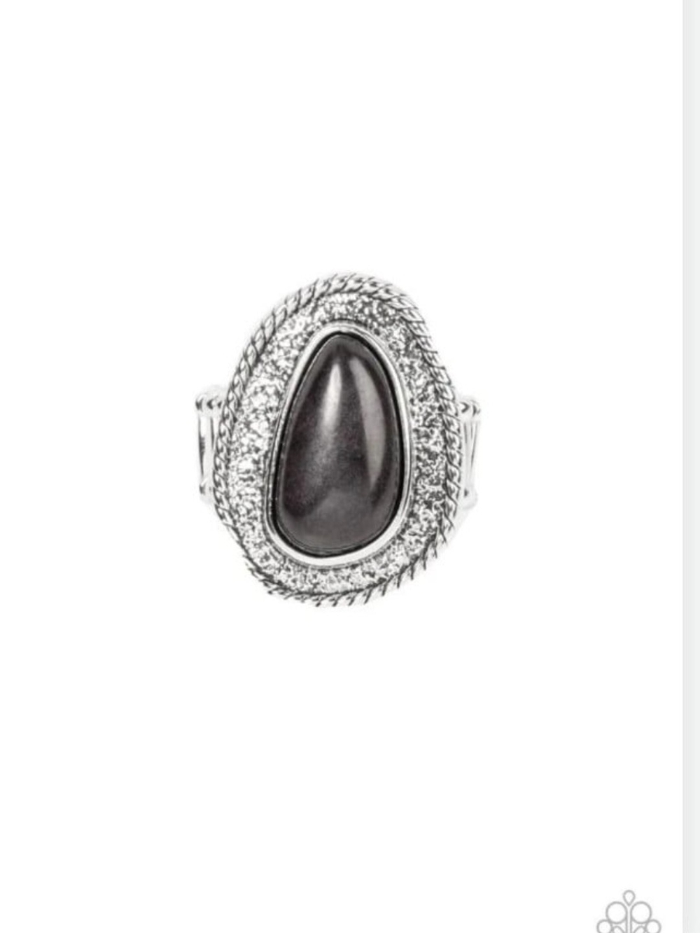 Downtown Desertscape Paparazzi Silver-Tone Black Teardrop Statement Ring